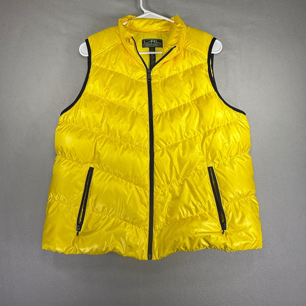 Lauren Active Ralph Lauren Yellow Down Puffer Vest Womens XL Full Zip Mock Neck